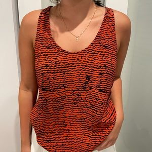 Joie Red/Orange & Black Blouse